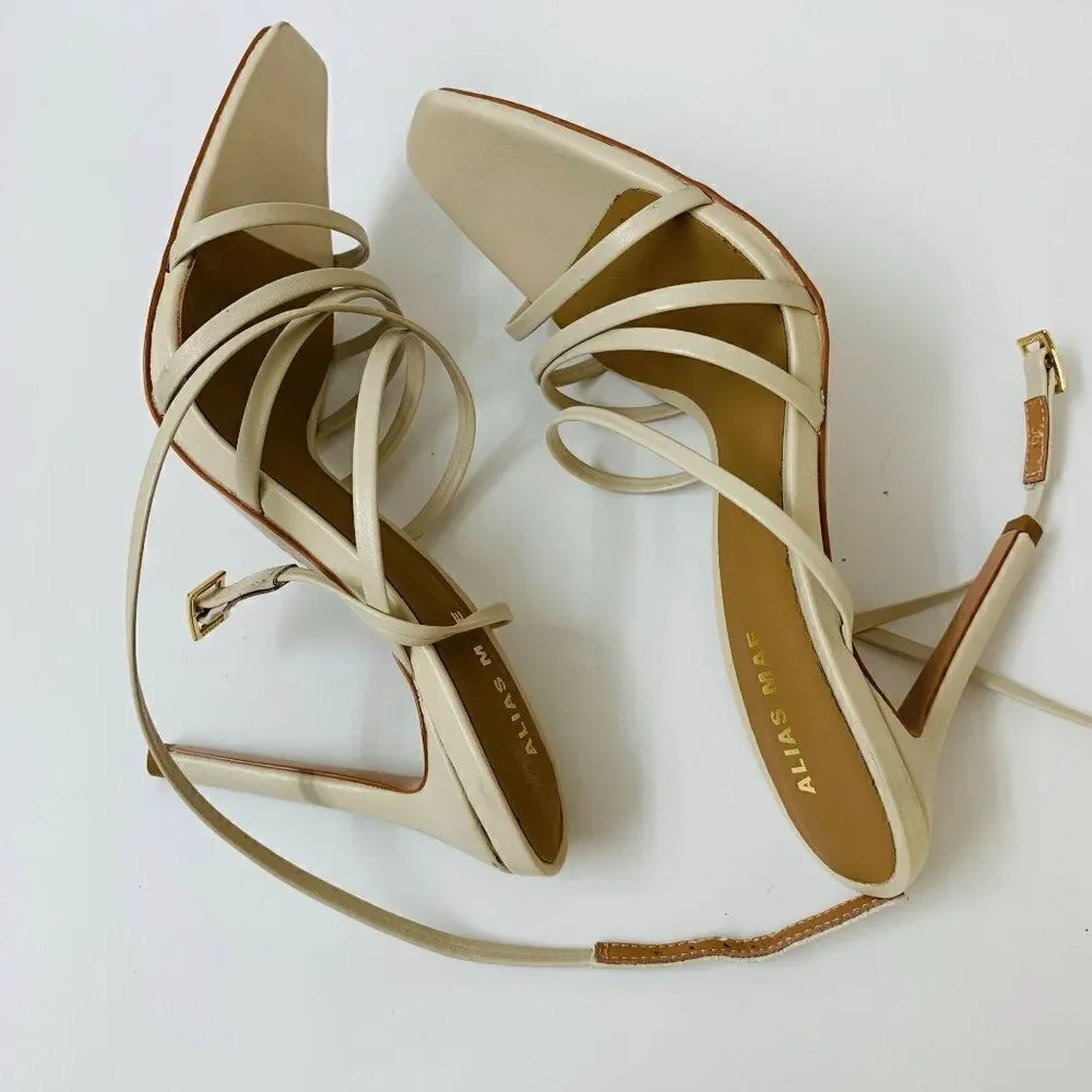 Alias Mae Isabelle Strappy Stiletto Heel Sz 36EU / 5.5US in Bone Kid Leather